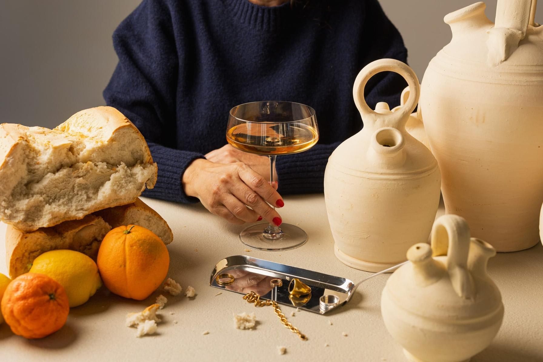 Bodeg&oacute;n Eterno con naranjas y cer&aacute;mica